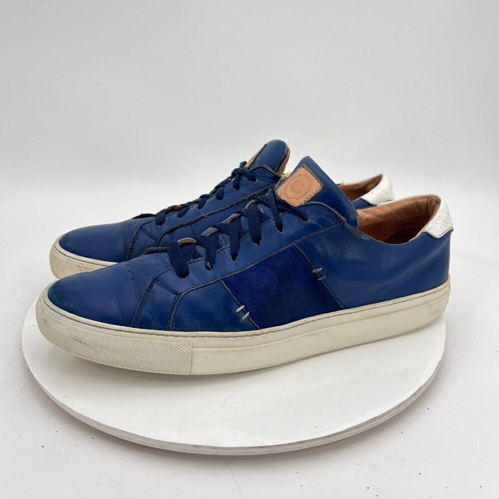 Greats Brooklyn Men Size 11 Blue Leather White Sole Lace Up Low Casual Shoes